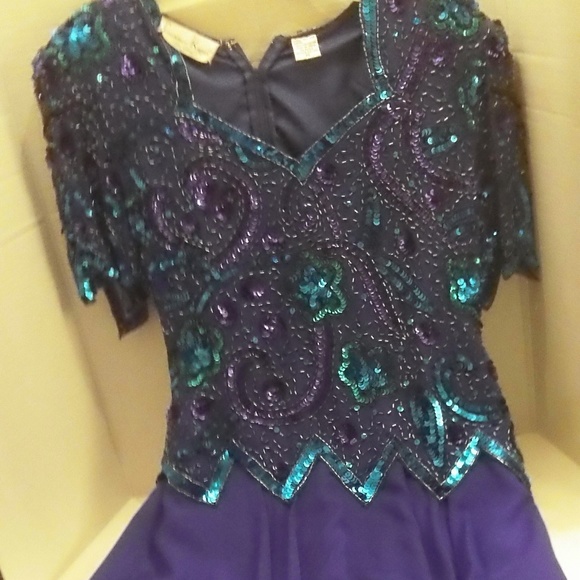 Vintage Laurence Kazar heavily beaded dress. bxx33